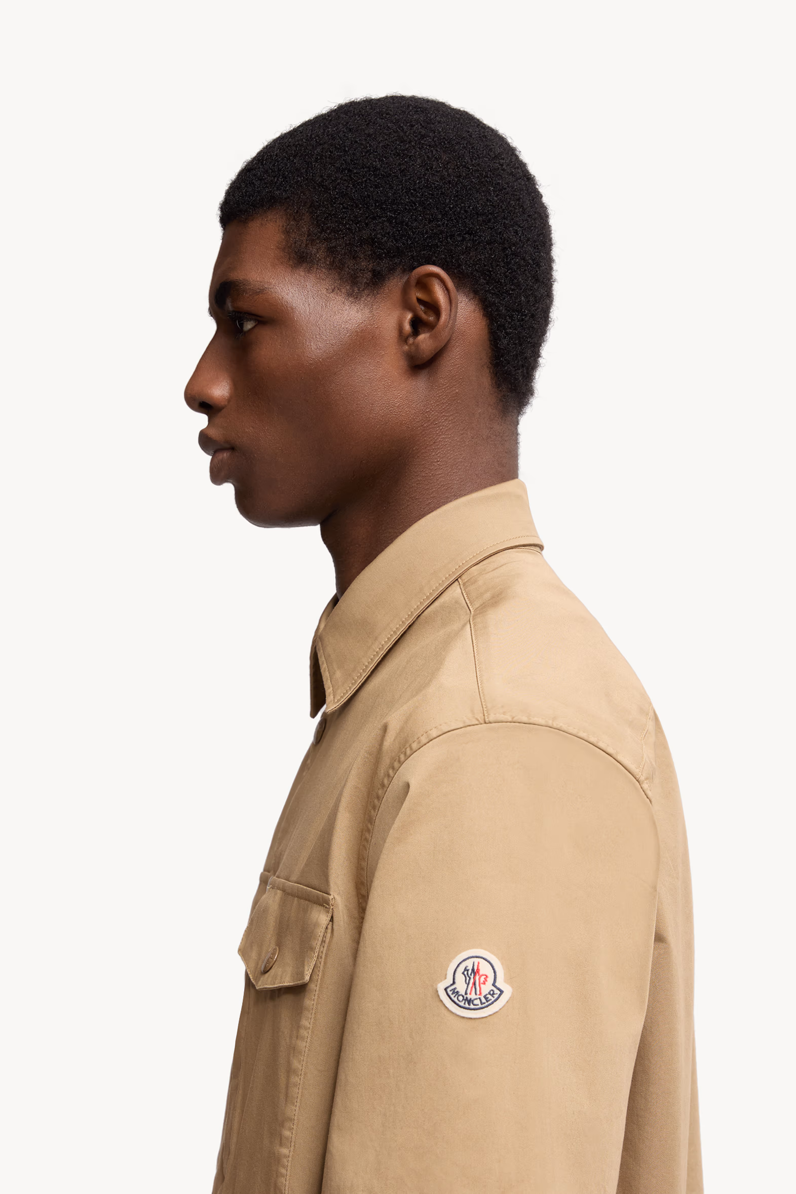 Cotton Gabardine Short Sleeve Shirt Men Beige Moncler 4